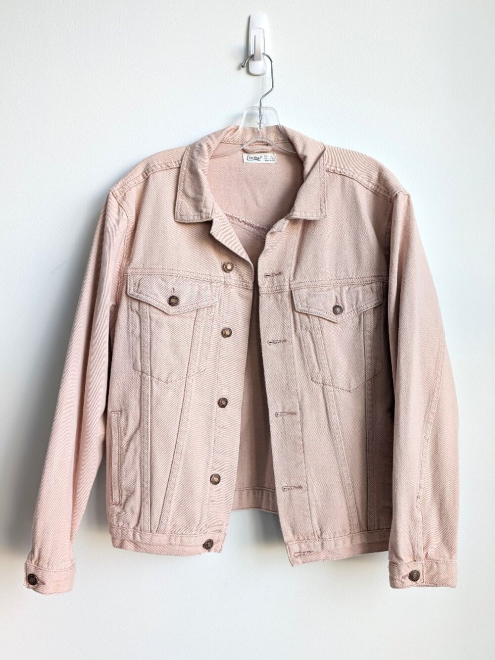 ELIA CHER Oversized Blush Pink Denim Trucker Jacket | Small